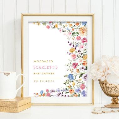 Colorful Spring Wildflower Baby Shower Welcome Poster