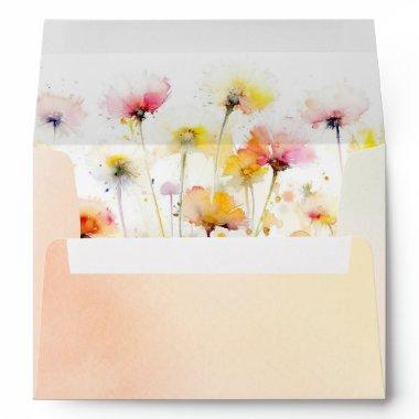 Colorful Summer Meadow Wildflowers Boho Wedding Envelope