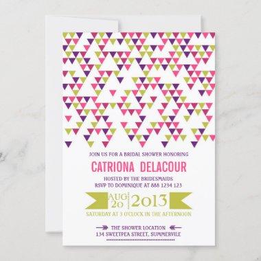 Colorful Triangle Pattern Bridal Shower Invitations