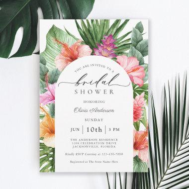 Colorful Tropical Floral Bridal Shower Invitations