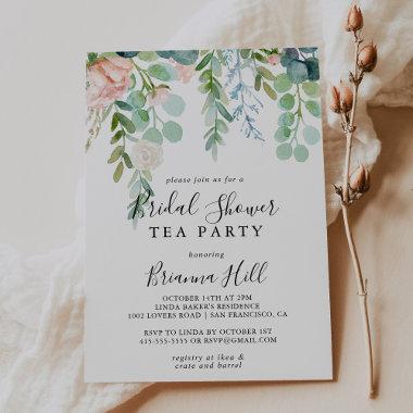 Colorful Tropical Floral Bridal Shower Tea Party Invitations