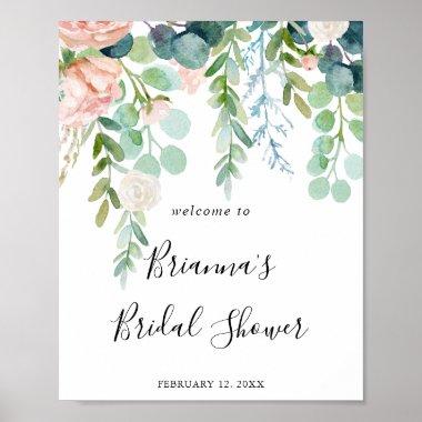 Colorful Tropical Floral Bridal Shower Welcome Poster