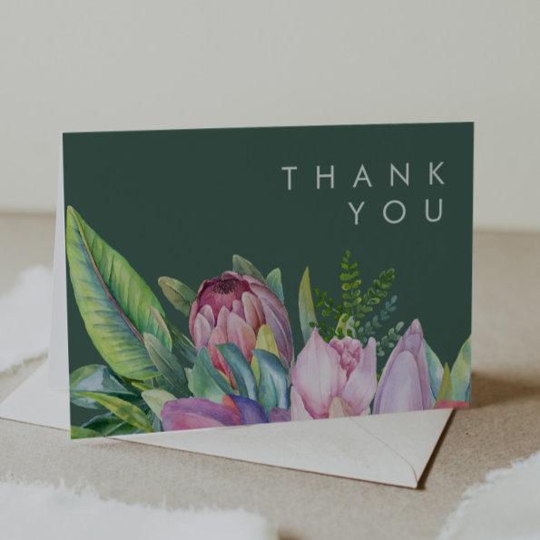 Colorful Tropical Floral | Green Thank You Invitations