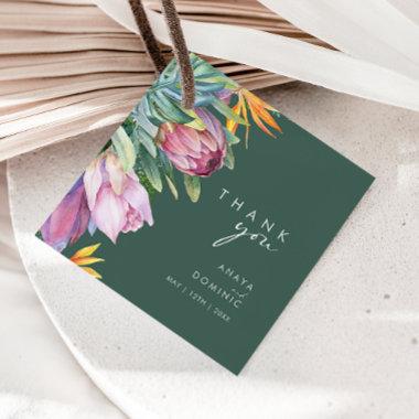 Colorful Tropical Floral | Green Thank You Favor Tags