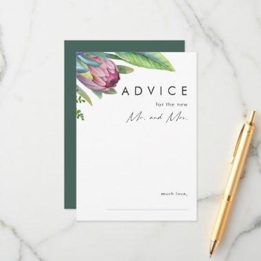 Colorful Tropical Floral Green Wedding Advice Card