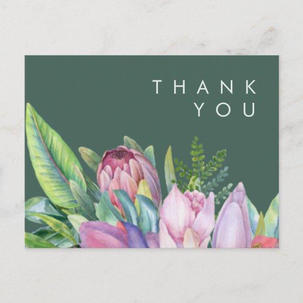 Colorful Tropical Floral | Green wedding Thank You PostInvitations