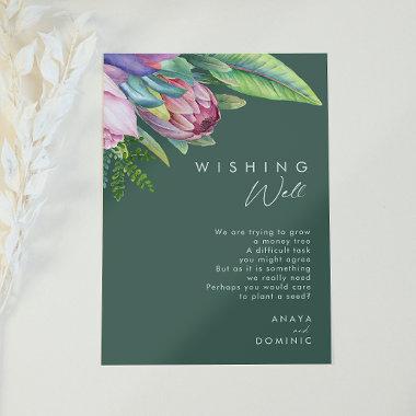 Colorful Tropical Floral | Green Wishing Well Enclosure Invitations