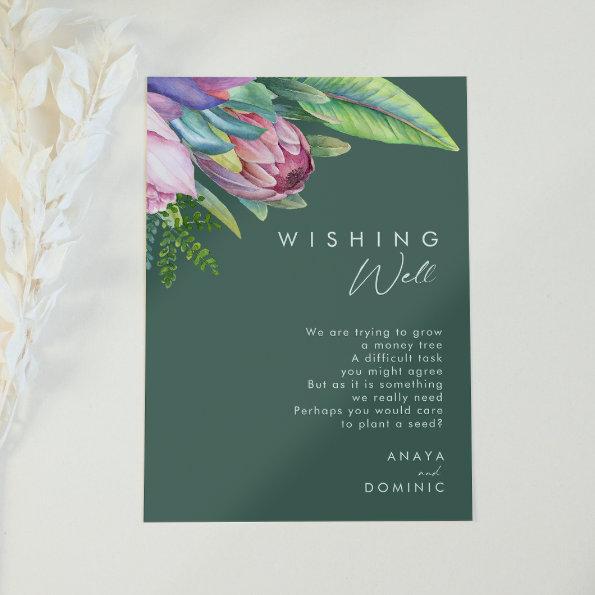 Colorful Tropical Floral | Green Wishing Well Enclosure Invitations