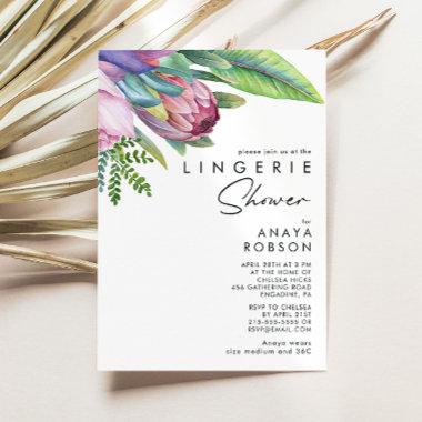 Colorful Tropical Floral Lingerie Shower Invitations