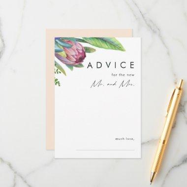 Colorful Tropical Floral Peach Wedding Advice Card