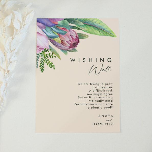 Colorful Tropical Floral | Peach Wishing Well Enclosure Invitations