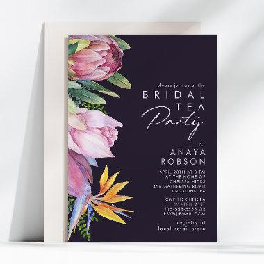 Colorful Tropical Floral | Purple Bridal Tea Party Invitations