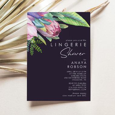 Colorful Tropical Floral | Purple Lingerie Shower Invitations
