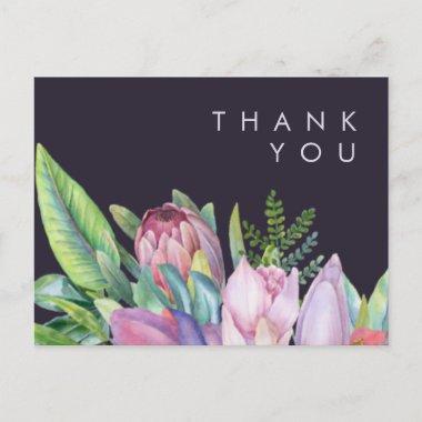 Colorful Tropical Floral Purple wedding Thank You PostInvitations