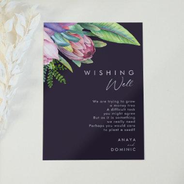 Colorful Tropical Floral | Purple Wishing Well Enclosure Invitations
