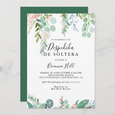 Colorful Tropical Floral Spanish Bridal Shower Invitations