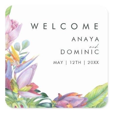 Colorful Tropical Floral | Wedding Welcome Sticker