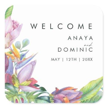 Colorful Tropical Floral | Wedding Welcome Sticker