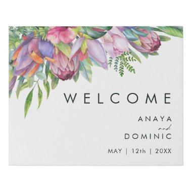 Colorful Tropical Floral | Welcome Faux Canvas Print