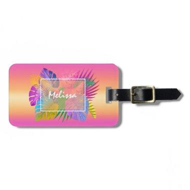 Colorful Tropical Leaves Sunset ID575 Luggage Tag