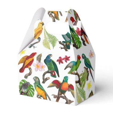 Colorful Tropical Parrots, Leaves & Flowers Favor Boxes