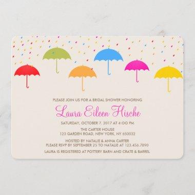 Colorful Umbrellas Bridal Shower Invitations