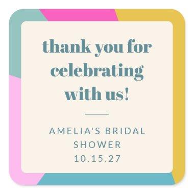 Colorful Unique Custom Bridal Shower Thank You Square Sticker