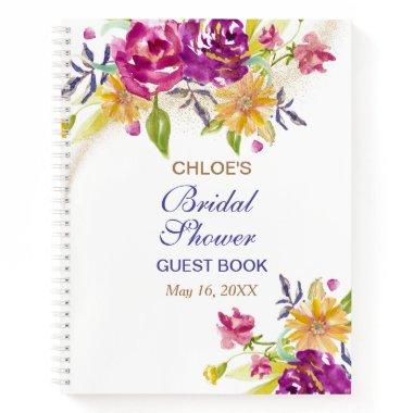 Colorful Watercolor Bouquet  Guest Notebook
