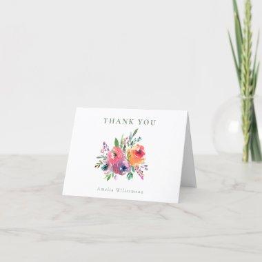 Colorful Watercolor Floral Bridal Shower Folded Thank You Invitations