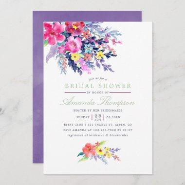 Colorful Watercolor Floral Bridal Shower Invite