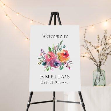 Colorful Watercolor Floral  Welcome Foam Board