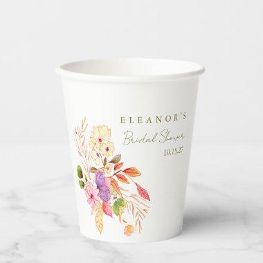 Colorful Watercolor Floral Brunch Bubbly Shower Paper Cups