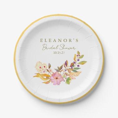 Colorful Watercolor Floral Brunch Bubbly Shower Paper Plates