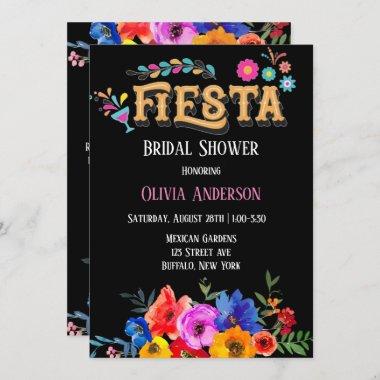 Colorful Watercolor Floral Fiesta Bridal Shower Invitations