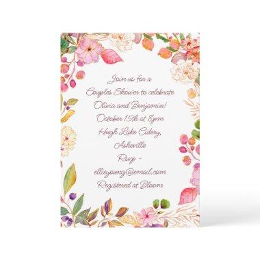 Colorful Watercolor Floral Script Couples Shower