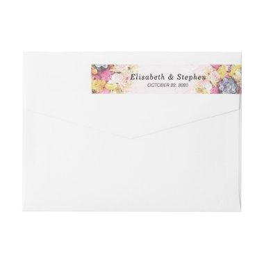Colorful Watercolor Flowers Wedding Address Label
