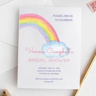Colorful Watercolor Rainbow Bridal Shower Invitations