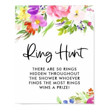 Colorful Watercolor Spring Blooms Ring Hunt Game Poster