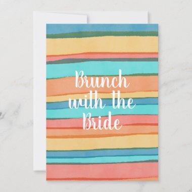 Colorful Watercolor Stripes Brunch Bridal Shower Invitations