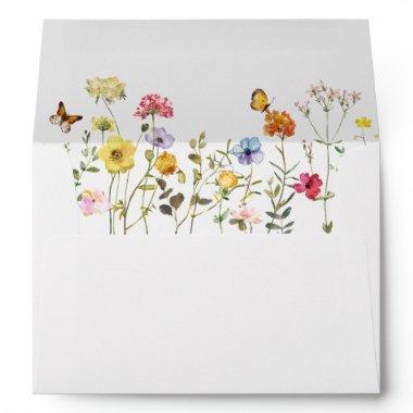 Colorful Watercolor Wildflowers & Butterflies Envelope