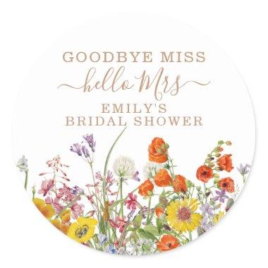 Colorful Wild Flowers Country Floral Goodbye Miss Classic Round Sticker