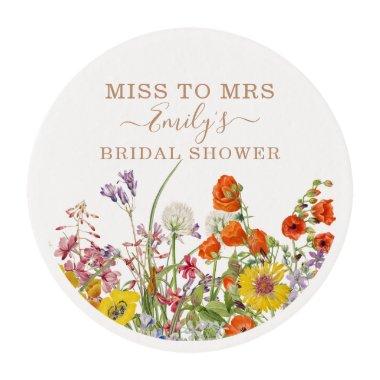 Colorful Wild Flowers Country Floral Miss To Mrs Edible Frosting Rounds