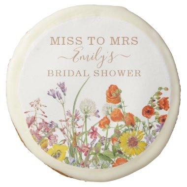 Colorful Wild Flowers Country Floral Miss To Mrs Sugar Cookie