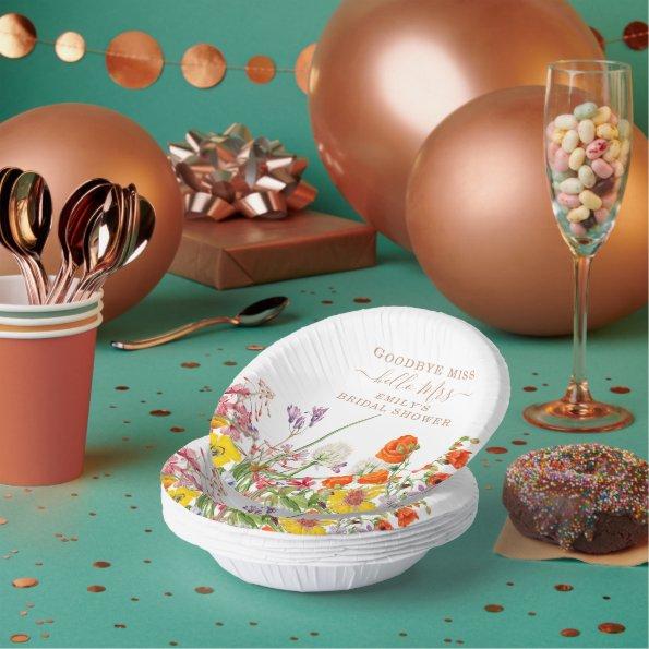 Colorful Wild Flowers Goodbye Miss  Paper Bowls