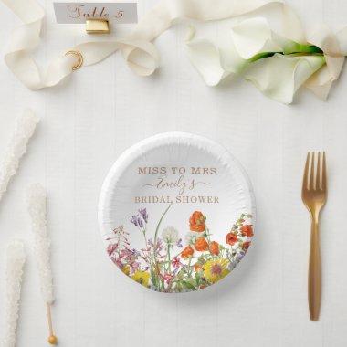 Colorful Wild Flowers Miss To Mrs Bridal Shower Paper Bowls