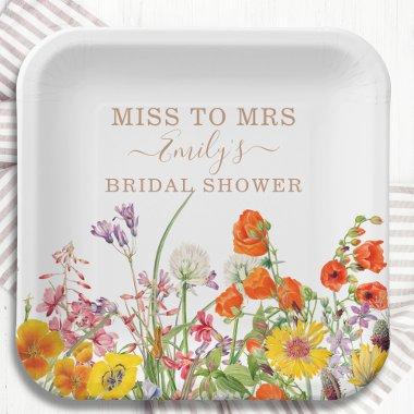 Colorful Wild Flowers Miss To Mrs  Paper Plates