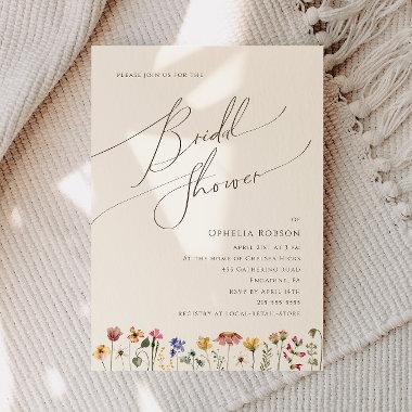 Colorful Wildflower | Beige Bridal Shower Invitations
