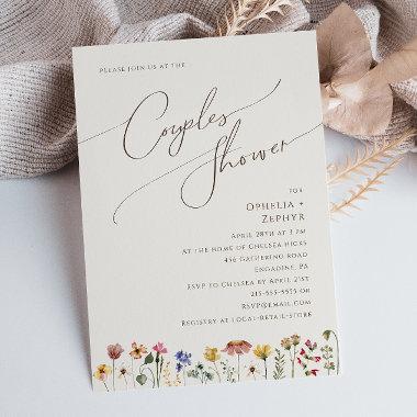 Colorful Wildflower | Beige Couples Shower Invitations