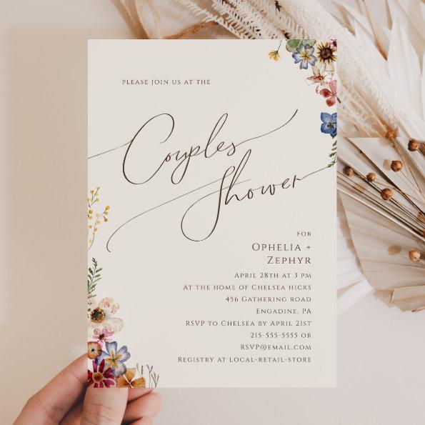 Colorful Wildflower | Beige Garden Couples Shower Invitations
