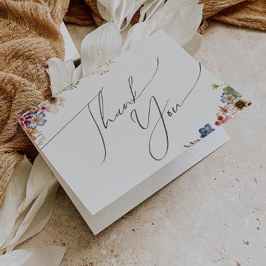 Colorful Wildflower Beige Garden Folded Thank You Invitations